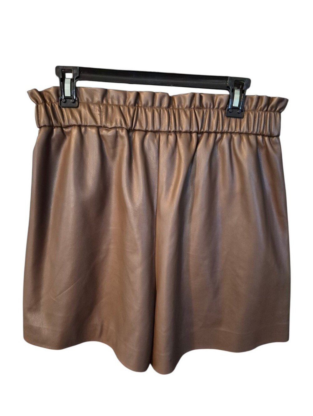 The Drop Women's Brown Faux Leather Paperbag Waist Shorts- M. U32 - Picture 5 of 6